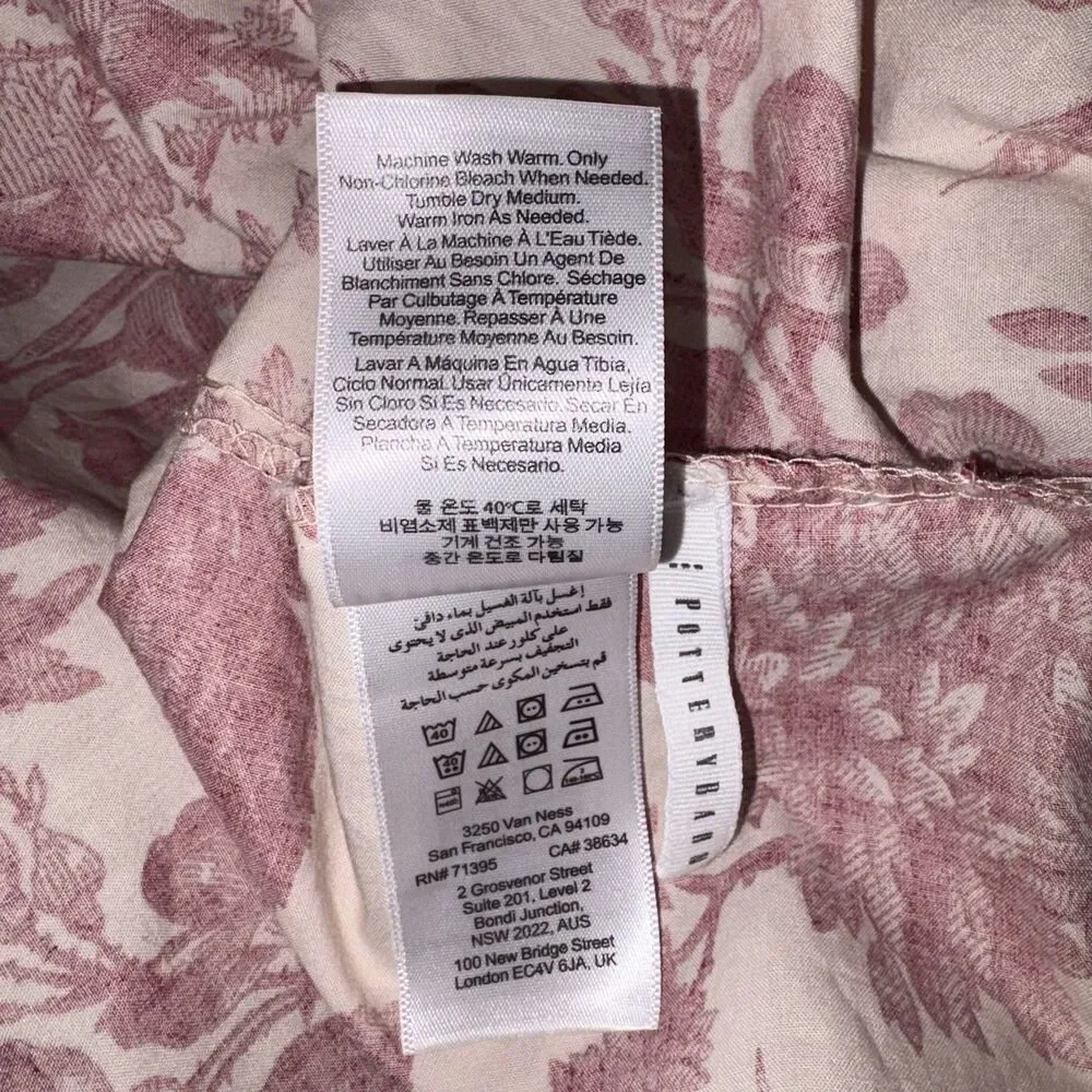 Pottery Barn Sorrel Red Ivory Toile Queen Size Fitted Sheet 100% Cotton